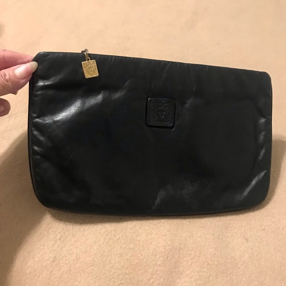 Ann Kline clutch, 6”Hx 10”W, dark olive green - Picture 4 of 6